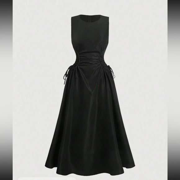 Black tie lace side midi maxi flowy fur no flare style Dre’s - Picture 3 of 3